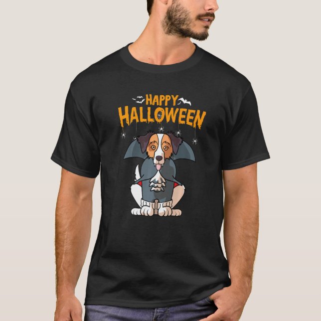 T-shirt Costume d'Halloween de chien australien Berger aus (Devant)