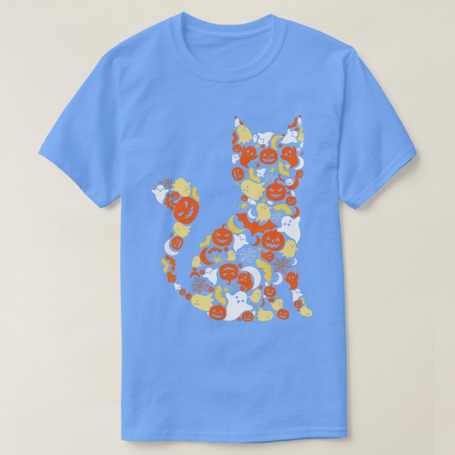 T-shirt Costume d'Halloween drôle chat citrouille Lune de  (Design devant)