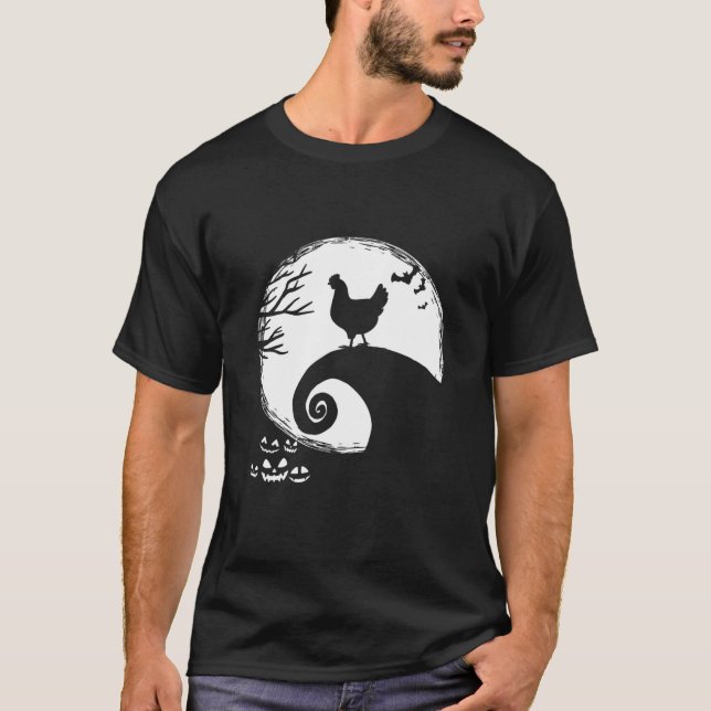 T-shirt Costume D'Halloween Du Poulet Et De La Lune (Devant)