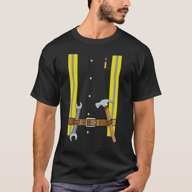 T-shirt Costume D'Halloween Du Travailleur De Construction (Devant)