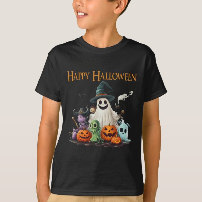 T-shirt Costume d'Halloween Ghost mignon Joyeux Fantôme d' (Devant)