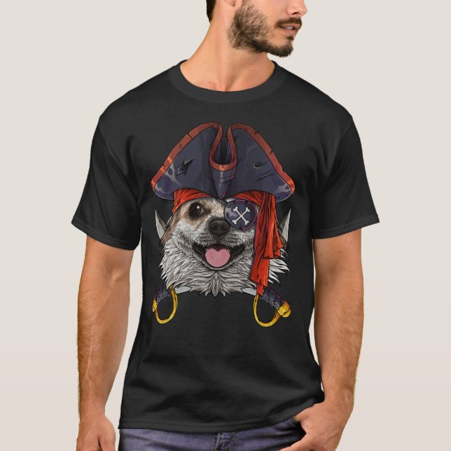 T-shirt Costume d'Halloween Jolly roger Pirate Chihuahua (Devant)