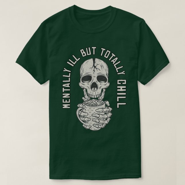 T-shirt Costume d'Halloween malade mental mais totalement  (Design devant)