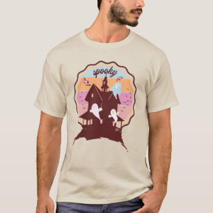 T-shirt Costume d'Halloween rétro Éffrayant Haunted House 