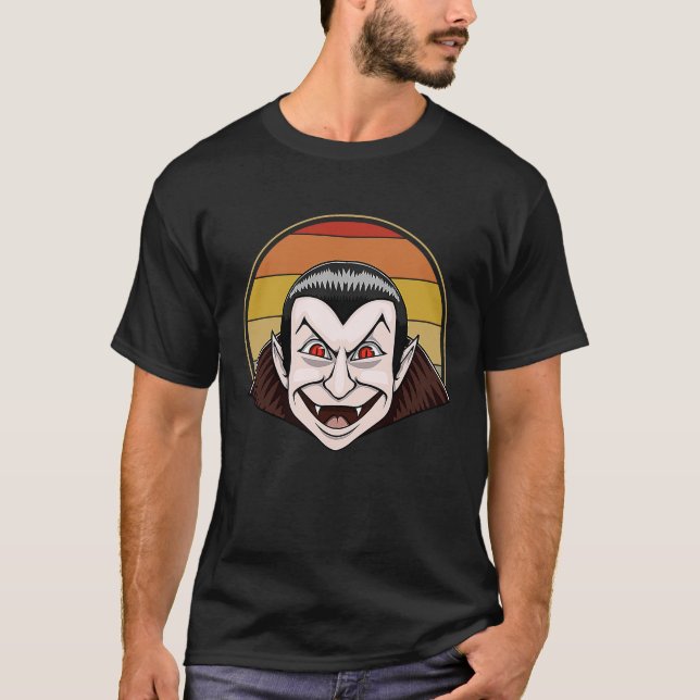 T-shirt Costume d'Halloween rétro Vintage Dracula Vampire (Devant)