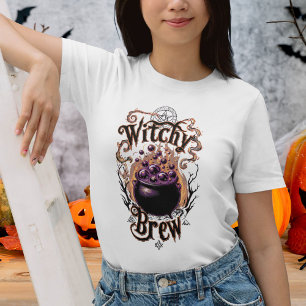 T-shirt Costume d'Halloween vintage Cauldron sorcières bra