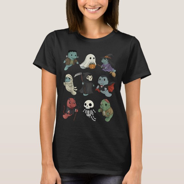 T-shirt Costume d'Halloween Zombie sorcière Manatee mignon (Devant)