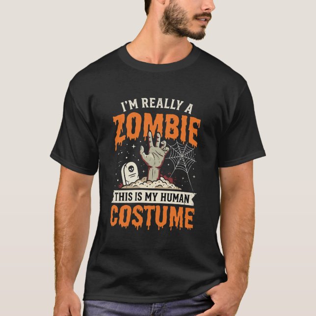 T-shirt Costume d'humain zombie Conception d'Halloween (Devant)