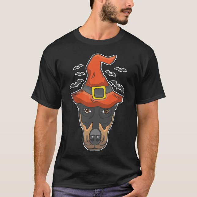 T-shirt Costume Doberman de sorcière d'Halloween (Devant)