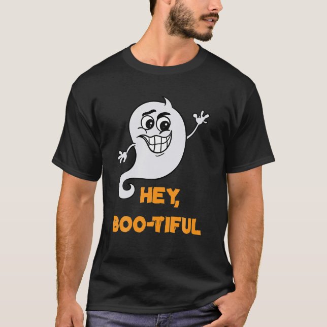 T-shirt Costume Fantôme Joli Hey Boo Tiful Pour Halloween  (Devant)