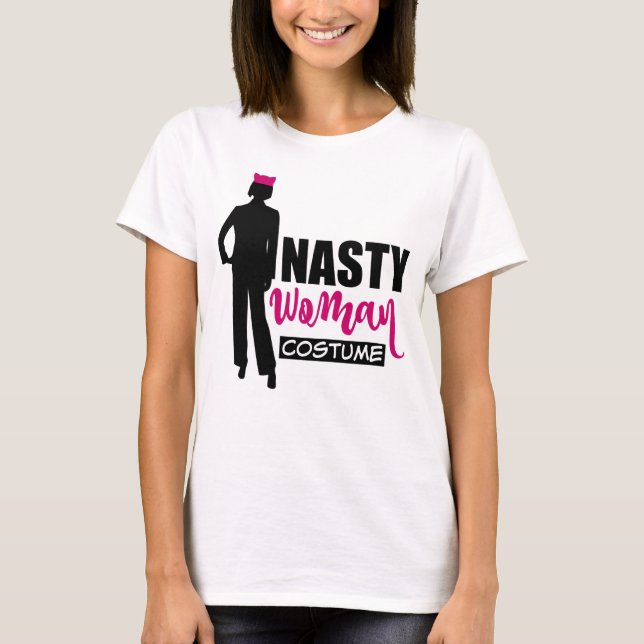 T-shirt Costume Femme Nasty Silhouette rose Casquette (Devant)