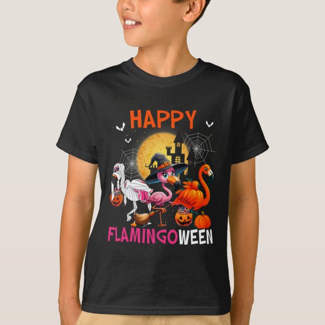 T-shirt Costume Flamant rose rose d'Halloween Squelette so (Devant)