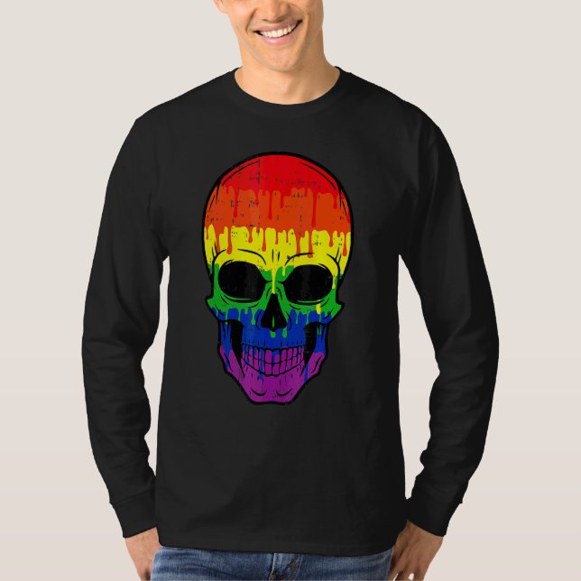 T-shirt Costume Gay pride Lgbt Crâne sanglant Halloween fa (Devant)