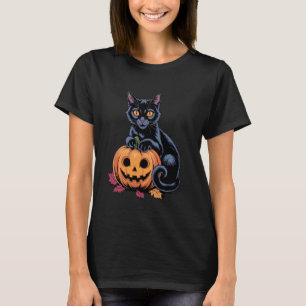 T-shirt Costume Halloween Citrouille Chat Noir Rétro Autom