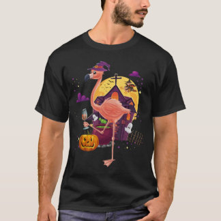 T-shirt Costume Halloween Citrouille sorcier Flamant rose 