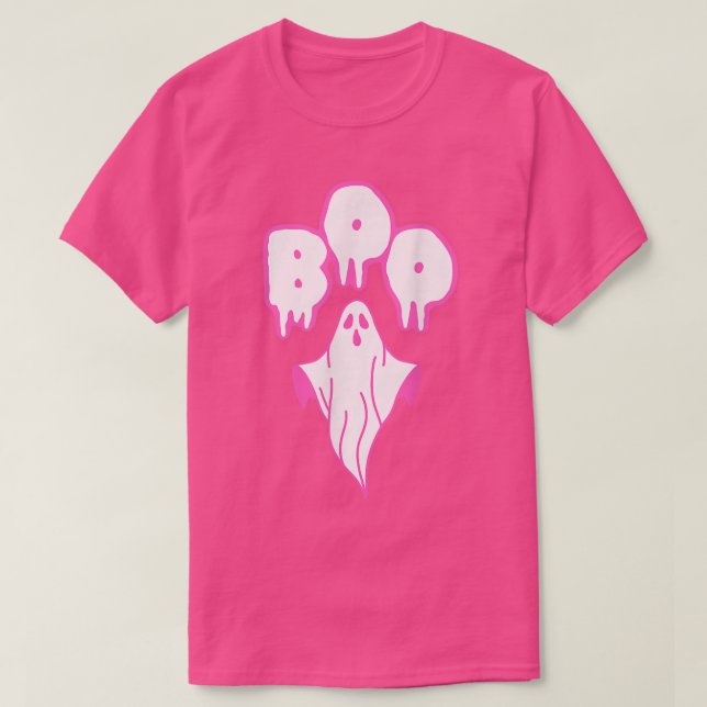 T-shirt Costume Halloween Ghost Boo rose (Design devant)