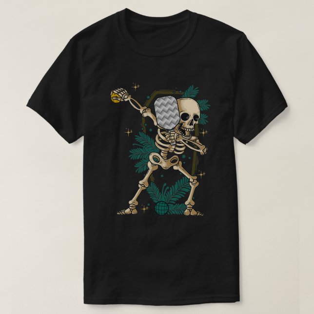 T-shirt Costume Halloween Pickleball Dabbing Skeleton Pick (Design devant)