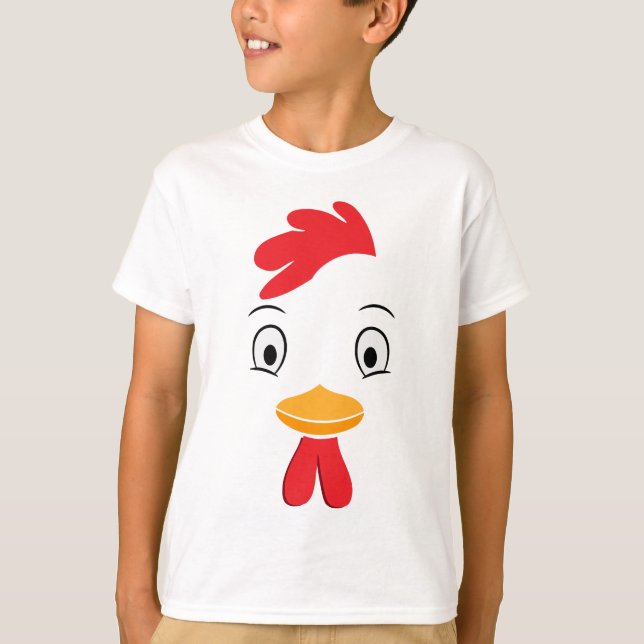 T-shirt Costume Halloween Poulet Pour Enfants Adultes (Devant)