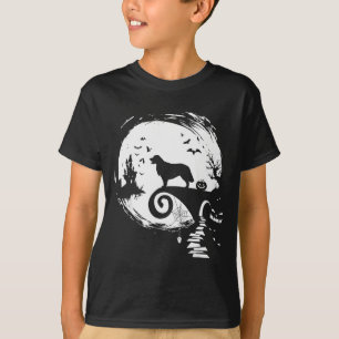 T-shirt Costume Halloween Retriever doré et Lune Chien Lo