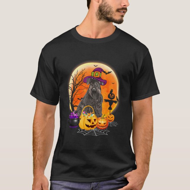 T-shirt Costume Halloween Schnauzer Chien Et Lune (Devant)