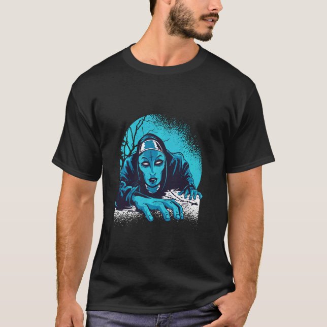 T-shirt Costume Helloween Nun foncé (Devant)
