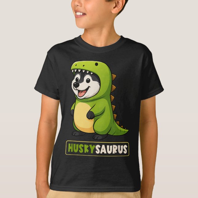 T-shirt Costume Husky Dinosaur Trex Huskysaurus Animal Lov (Devant)