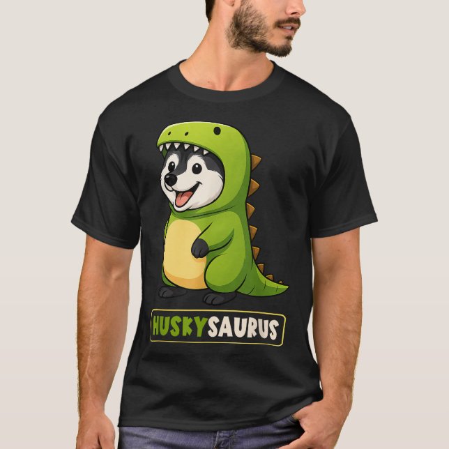 T-shirt Costume Husky Dinosaur Trex Huskysaurus Animal Lov (Devant)