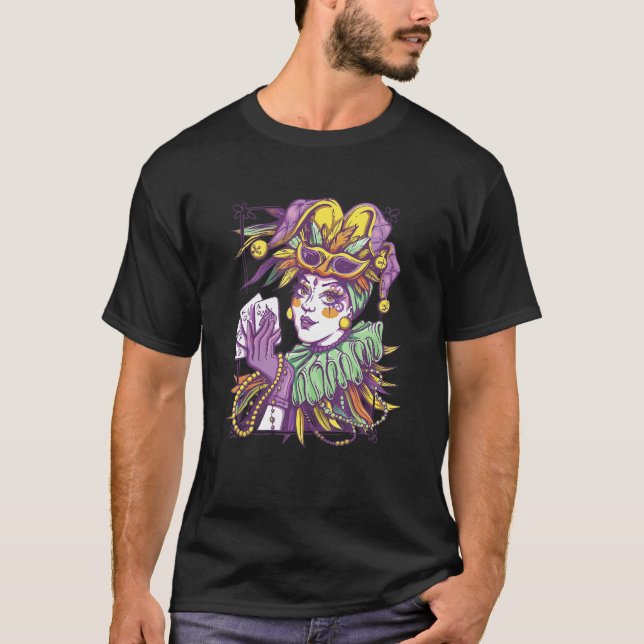T-shirt Costume Jester femme maquillage robe fantaisie Car (Devant)