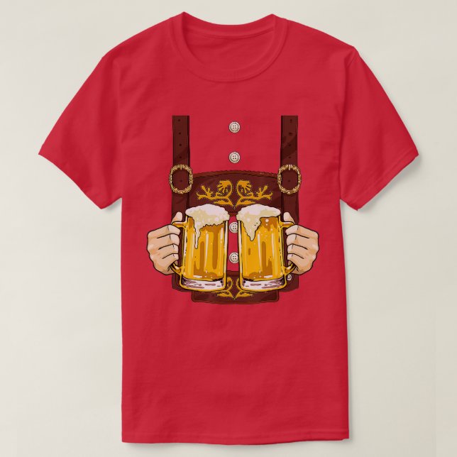 T-shirt Costume Lederhosen Oktoberfest Hommes Prost Beer M (Design devant)