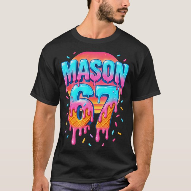 T-shirt Costume Mason 67 Glace Baseball Drip 6 7 Mème  (Devant)