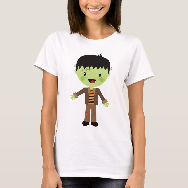T-shirt Costume mignon de Frankenstein Halloween (Devant)