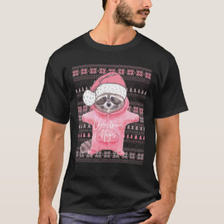 T-shirt Costume Noël moche Père Noël Noël Raccoon de Noël