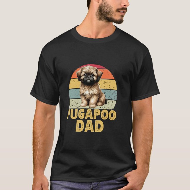 T-shirt Costume Papa Chien Pugapoo Mignon Drôle Rétro Mama (Devant)