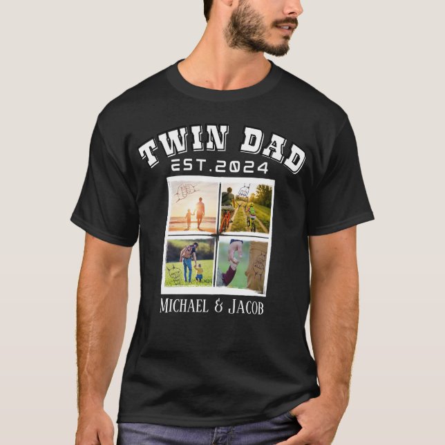 T-shirt Costume Photos Et Texte Twin Papa Cadeau (Devant)