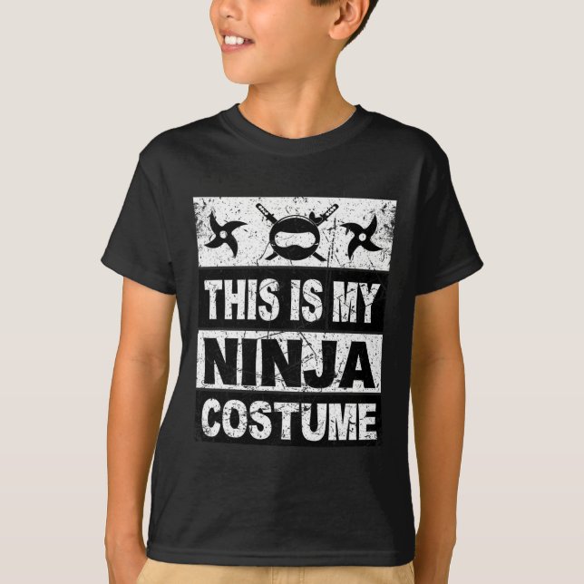 T-shirt Costume Retro Ninja Halloween Pour Enfants Hommes (Devant)