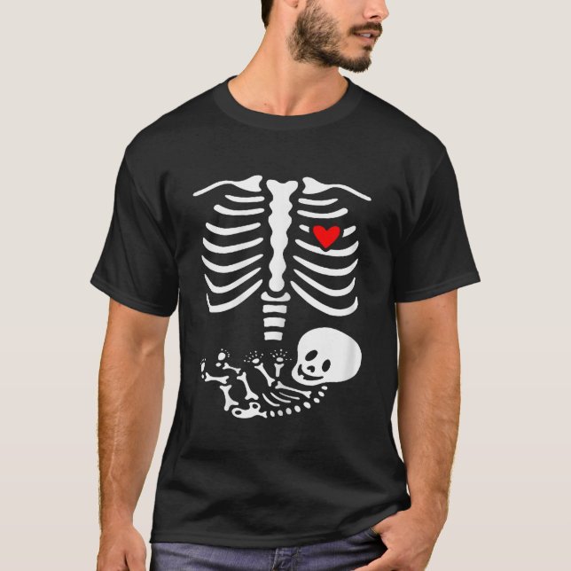 T-shirt Costume Squelette Enceinte Chemise Halloween (Devant)