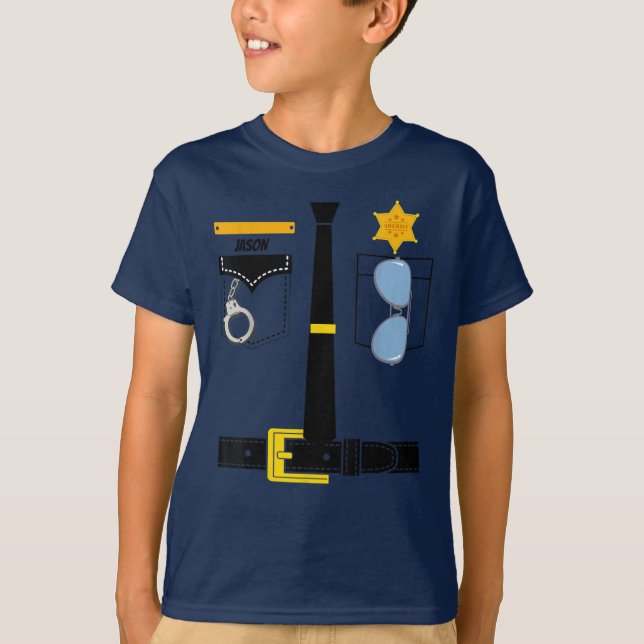 T-shirt  Costume uniforme de police Halloween Enfants  (Devant)