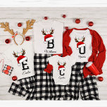 T-shirt Costumes de Noël Monogramme<br><div class="desc">Chemises de Noël de famille monogrammes Matching</div>