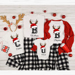 T-shirt Costumes de Noël Monogramme<br><div class="desc">Chemises de Noël de famille monogrammes Matching</div>