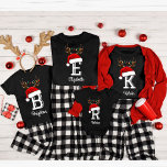 T-shirt Costumes de Noël Monogramme<br><div class="desc">Chemises de Noël de famille monogrammes Matching</div>