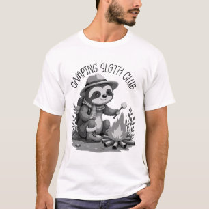 T-shirt Cosy Camping Sloth Roasting Marshmallow Adventure
