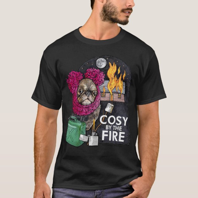 T-shirt Cosy Chilli The Pug par Ros Ingram (Devant)