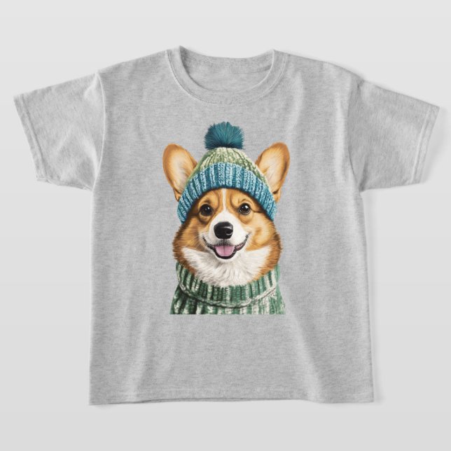T-shirt Cosy Corgi en hiver (Poser)