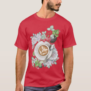 T-shirt Cosy Cottagecore Café Coupe Fée Roses Raspberrie