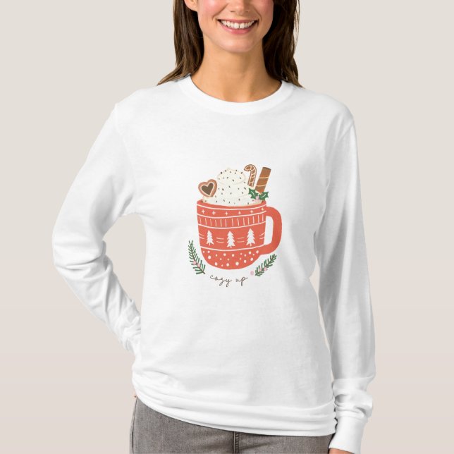T-shirt Cosy Up Hot Cocacao Mug Noël (Devant)