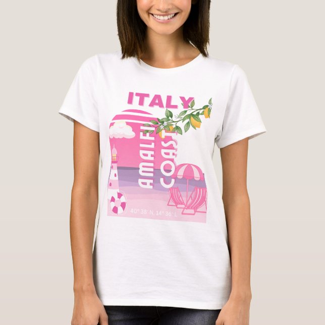T-shirt Côte amalfitaine, Voyage Prépa, Rose (Devant)