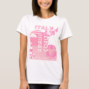 T-shirt Côte d'Amalfi, Art Voyage, Rose