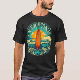 T-shirt Côte de l'Oregon Détaché Vintage Look Surf Surf