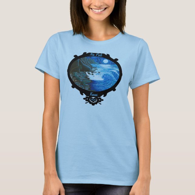 T-shirt Côte de Na Pali "de lune de Na Pali" (Devant)