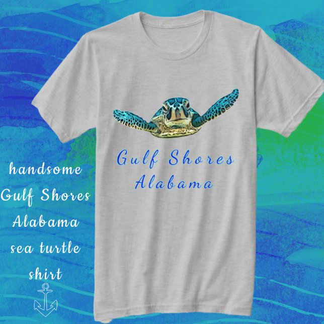 T-shirt Côte du Golfe Alabama Jolie tortue de mer (Créateur téléchargé)